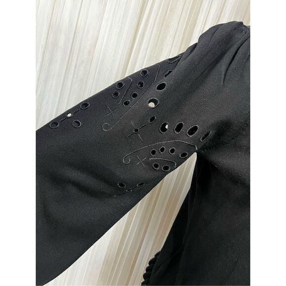 Joseph A. Black Long Sleeve Turtleneck Sweater Juliette Perforated Sleeves Medi - Picture 2 of 5